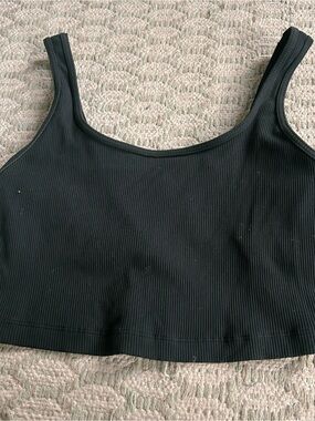 Aerie Ribbed Black Crop Tank Top
